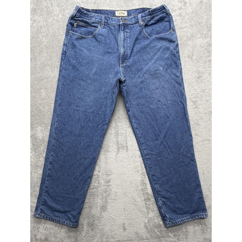 L.L. Bean Jeans Mens Measured 36x30 Blue Relaxed Straight Comfort Waist‎ Lined